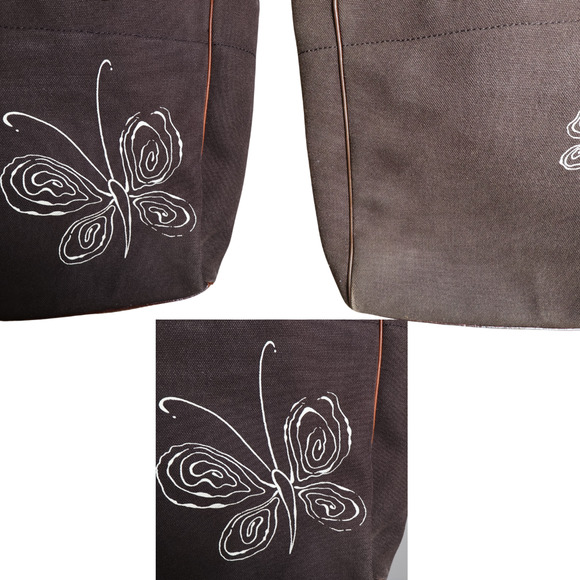 Kate Spade Large Brown Canvas Tote Diaper Bag Butterfly Green Lining Y2K Vintage - Picture 4 of 11